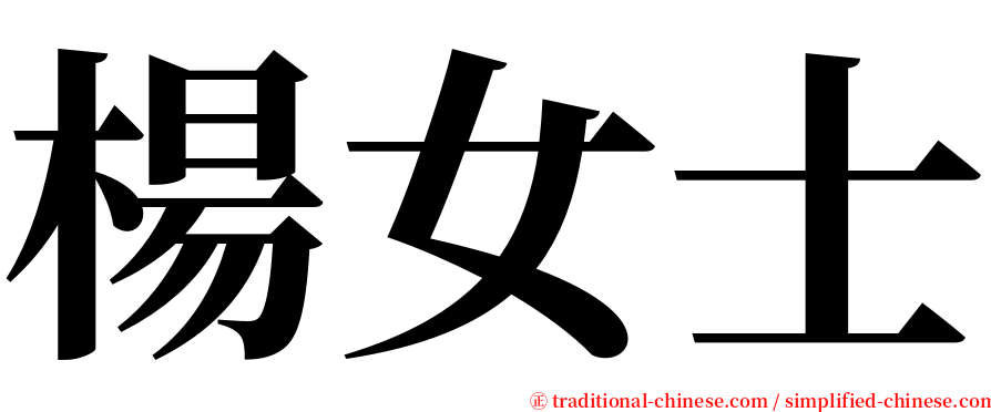 楊女士 serif font