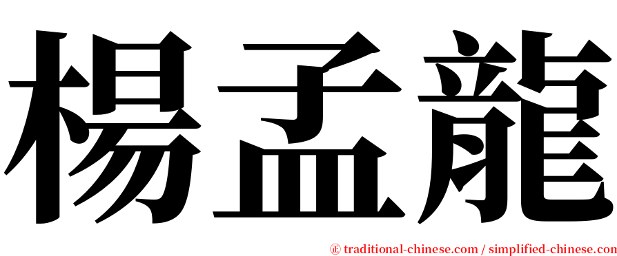 楊孟龍 serif font