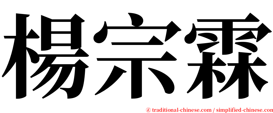 楊宗霖 serif font