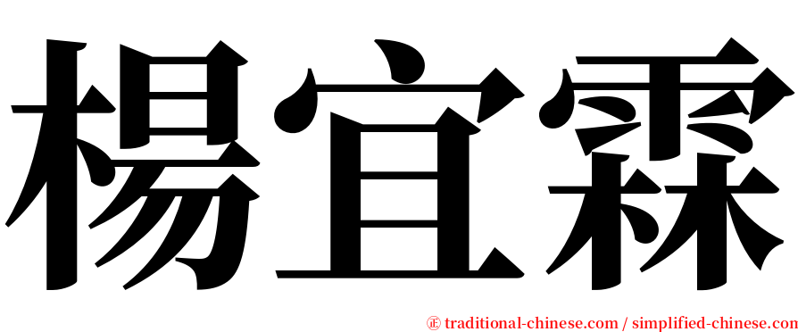 楊宜霖 serif font