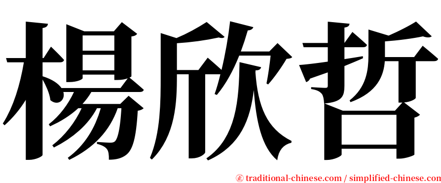 楊欣哲 serif font