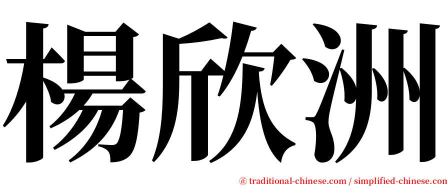 楊欣洲 serif font