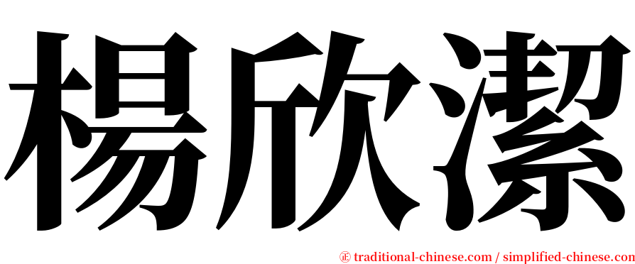 楊欣潔 serif font