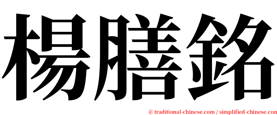 楊膳銘 serif font