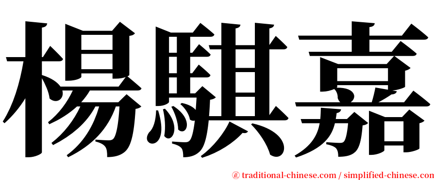 楊騏嘉 serif font