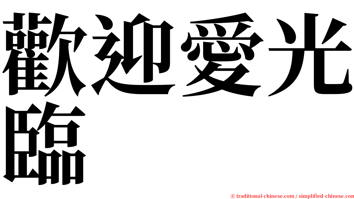 歡迎愛光臨 serif font