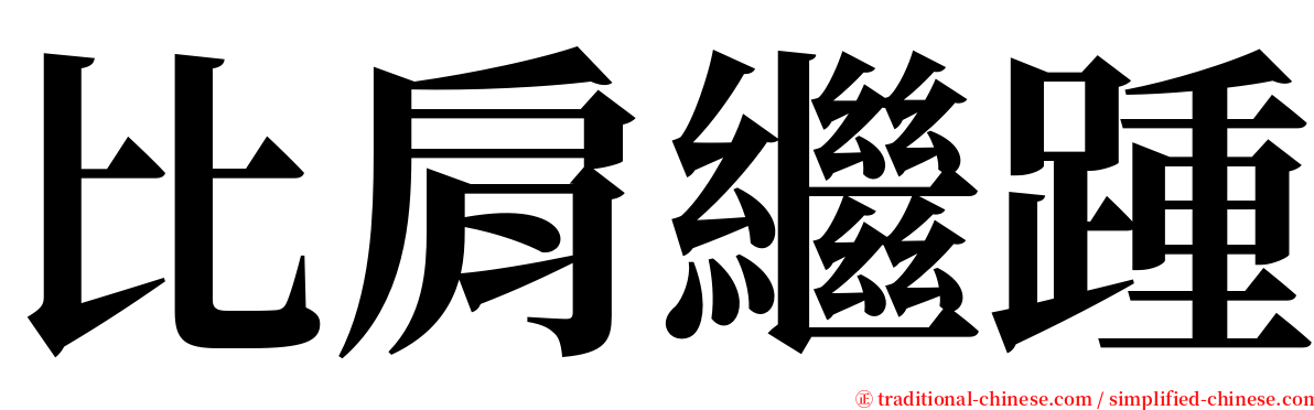 比肩繼踵 serif font