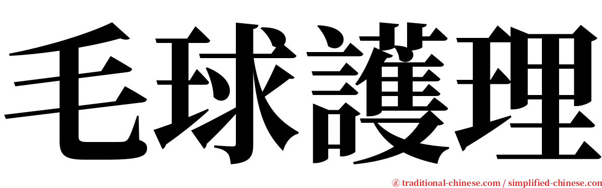 毛球護理 serif font