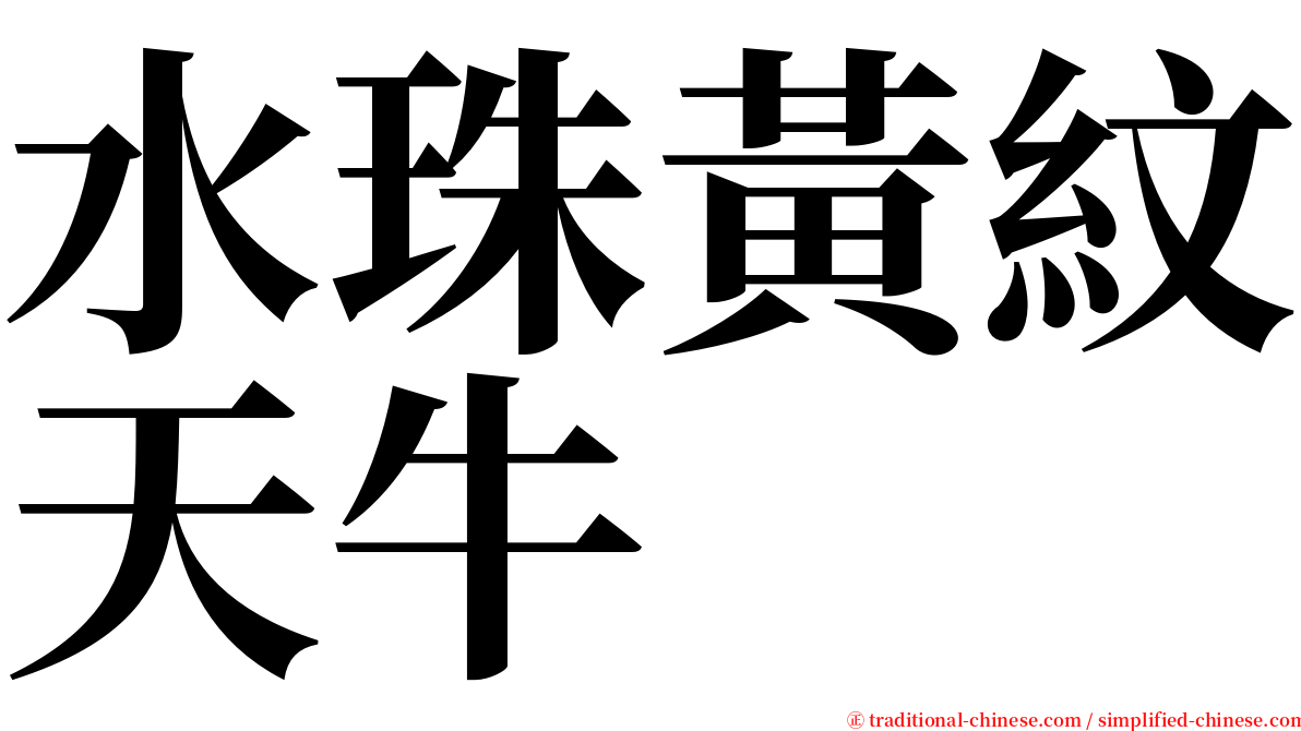 水珠黃紋天牛 serif font