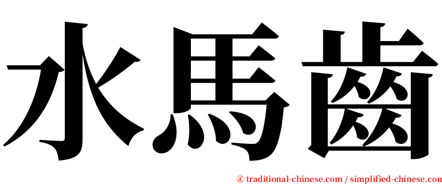 水馬齒 serif font