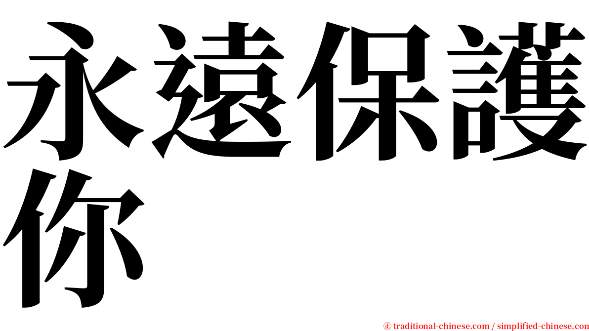 永遠保護你 serif font