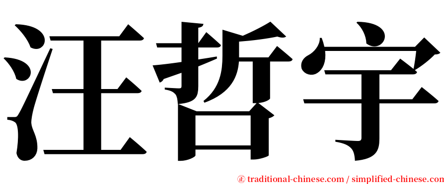 汪哲宇 serif font