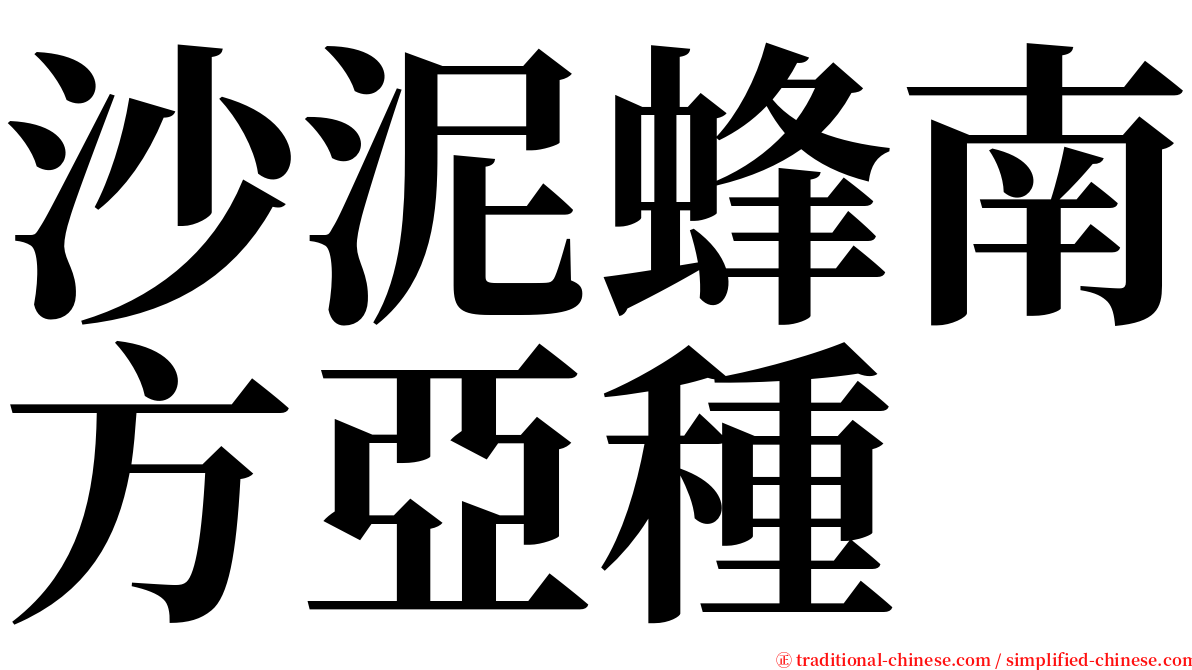 沙泥蜂南方亞種 serif font