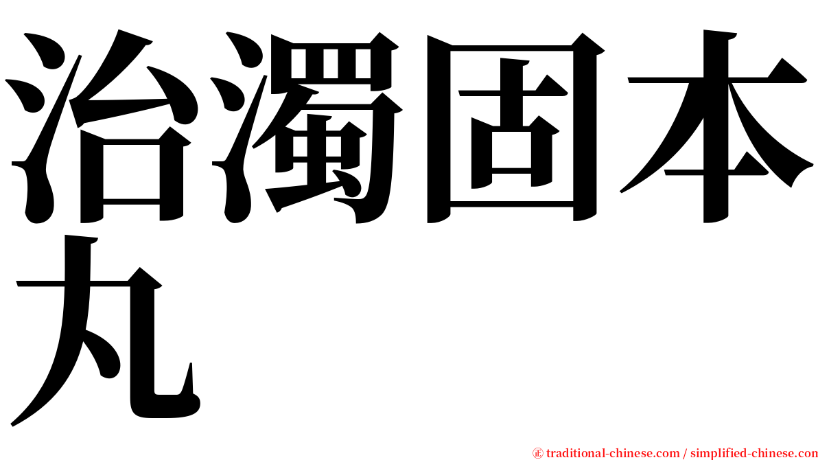 治濁固本丸 serif font