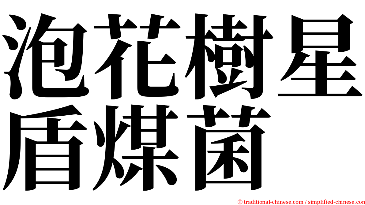 泡花樹星盾煤菌 serif font