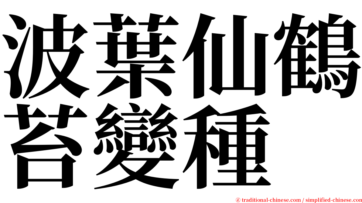 波葉仙鶴苔變種 serif font