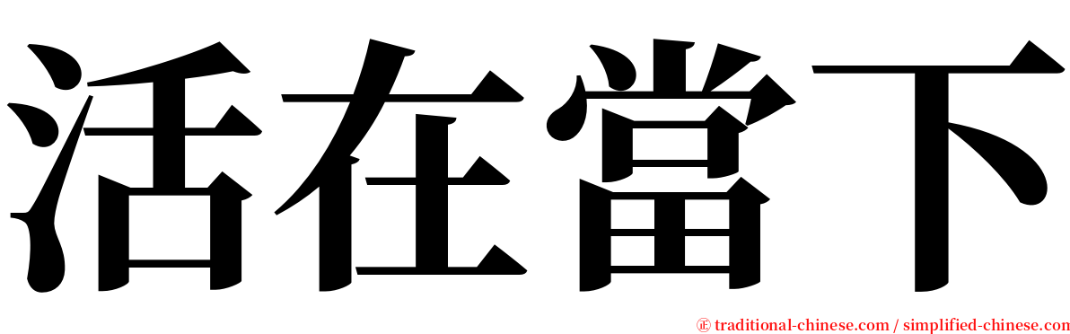 活在當下 serif font