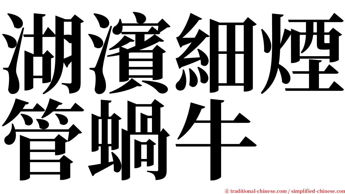 湖濱細煙管蝸牛 serif font