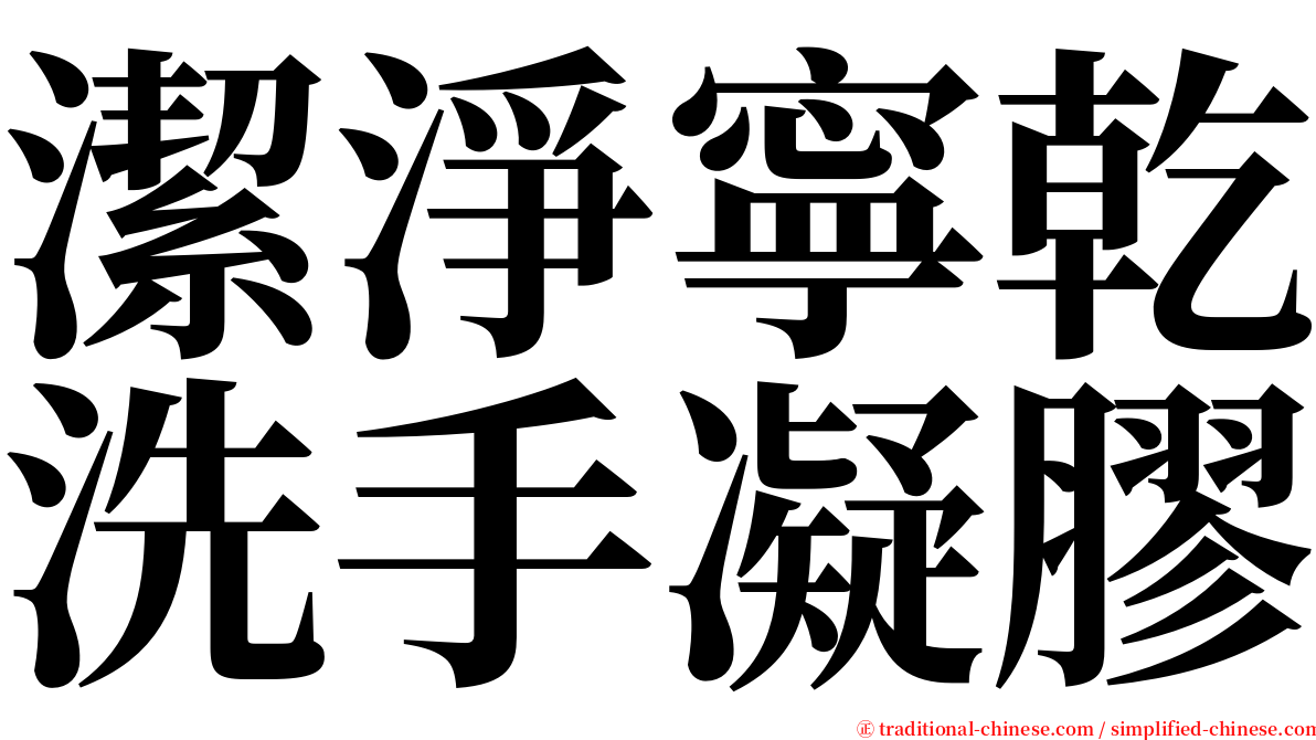 潔淨寧乾洗手凝膠 serif font