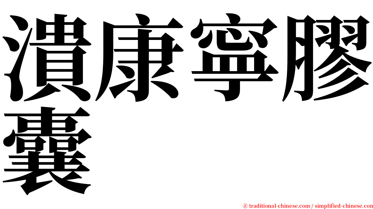 潰康寧膠囊 serif font