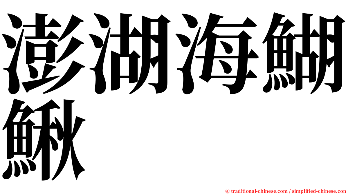 澎湖海鰗鰍 serif font