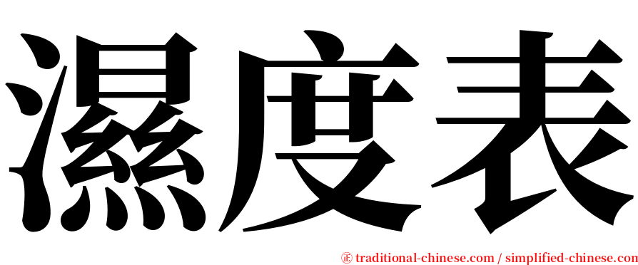 濕度表 serif font