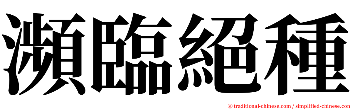 瀕臨絕種 serif font