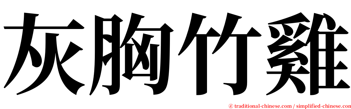 灰胸竹雞 serif font