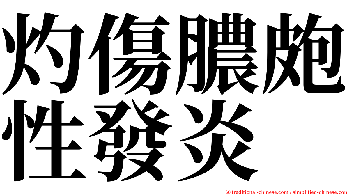 灼傷膿皰性發炎 serif font