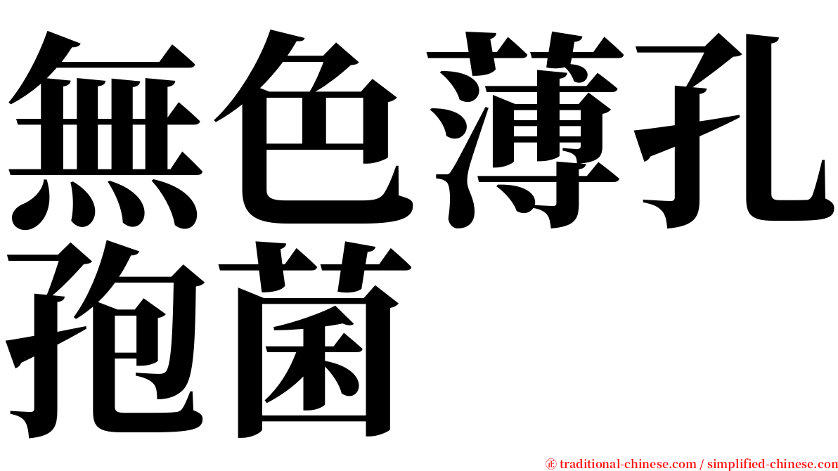 無色薄孔孢菌 serif font