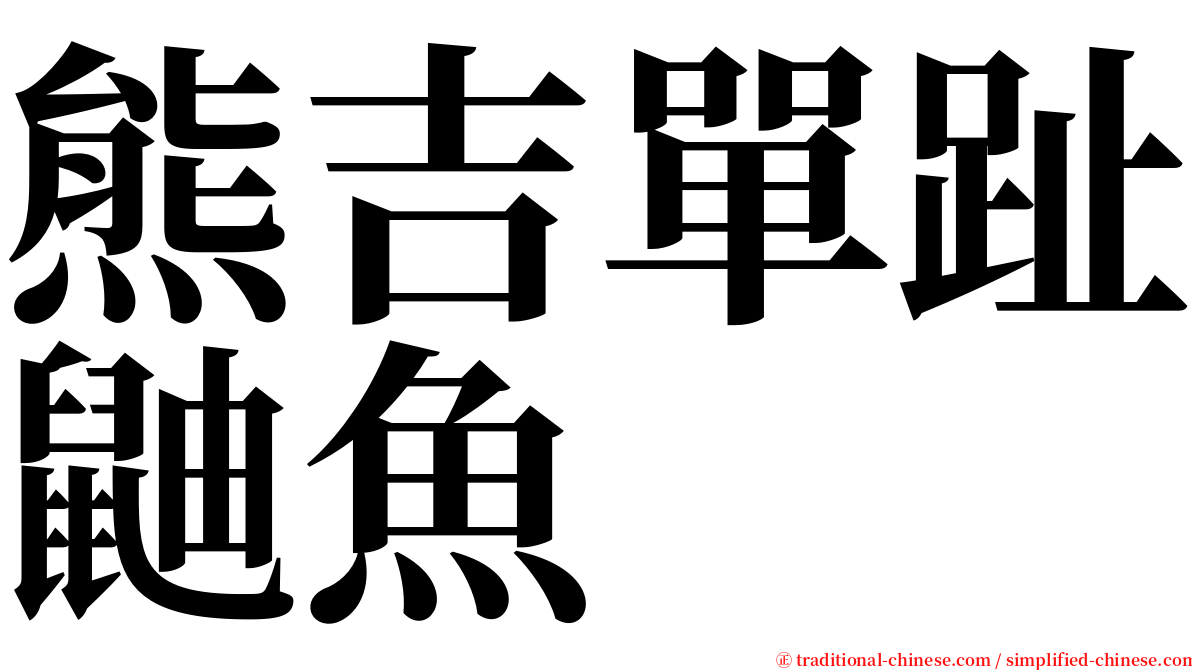 熊吉單趾鼬魚 serif font