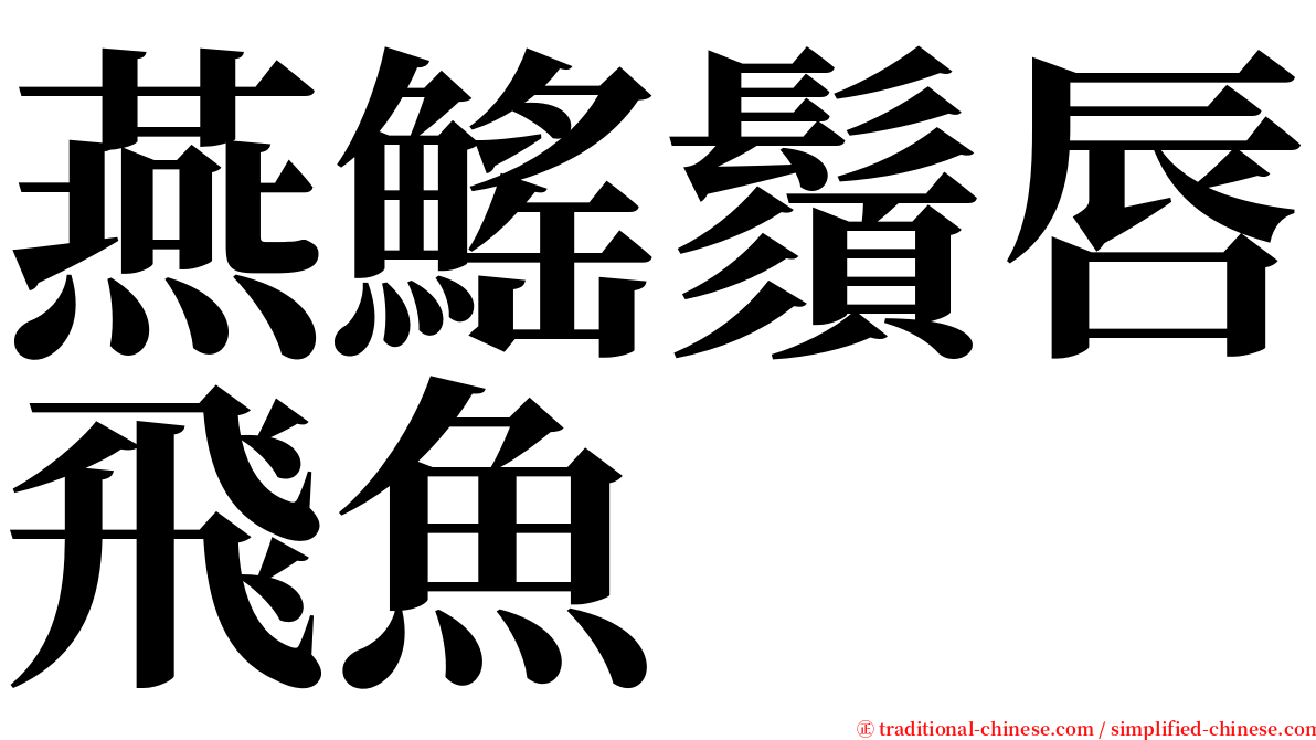 燕鰩鬚唇飛魚 serif font