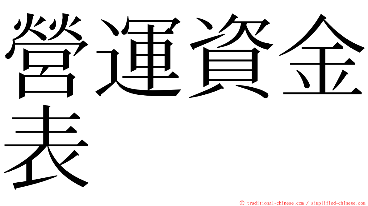 營運資金表 ming font