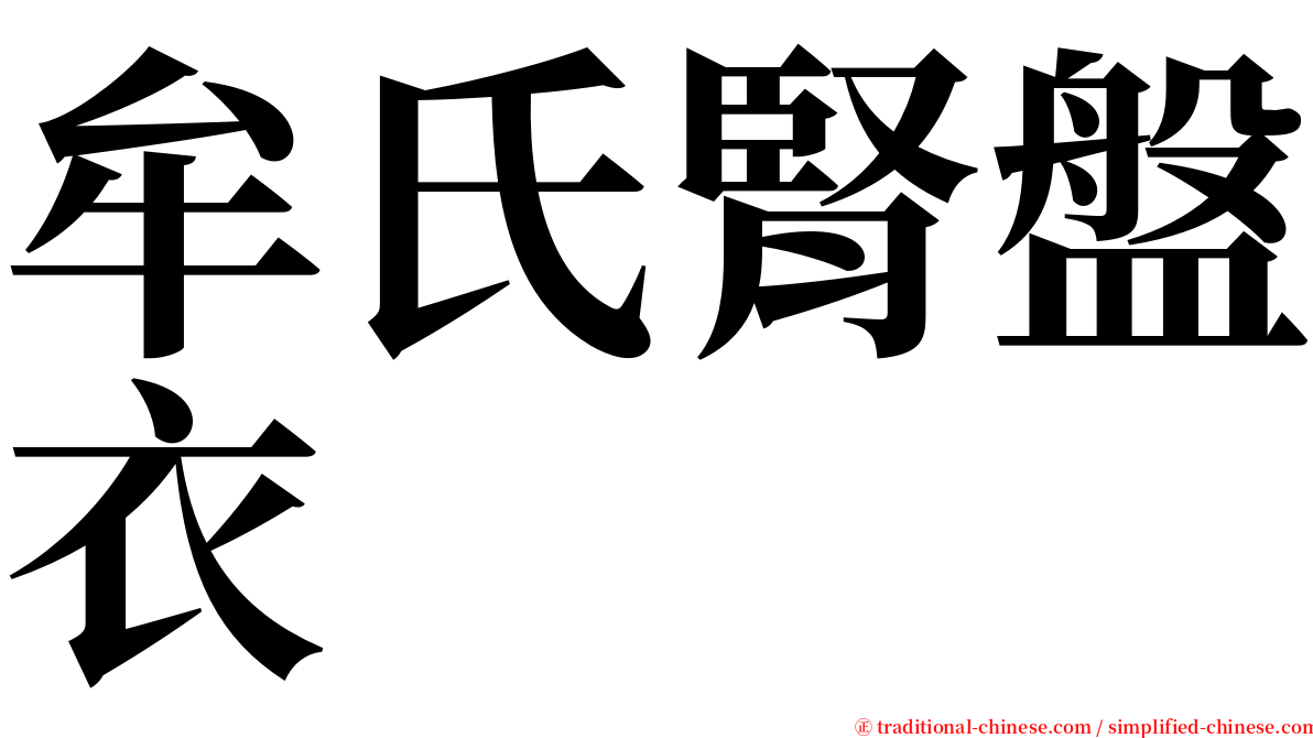 牟氏腎盤衣 serif font