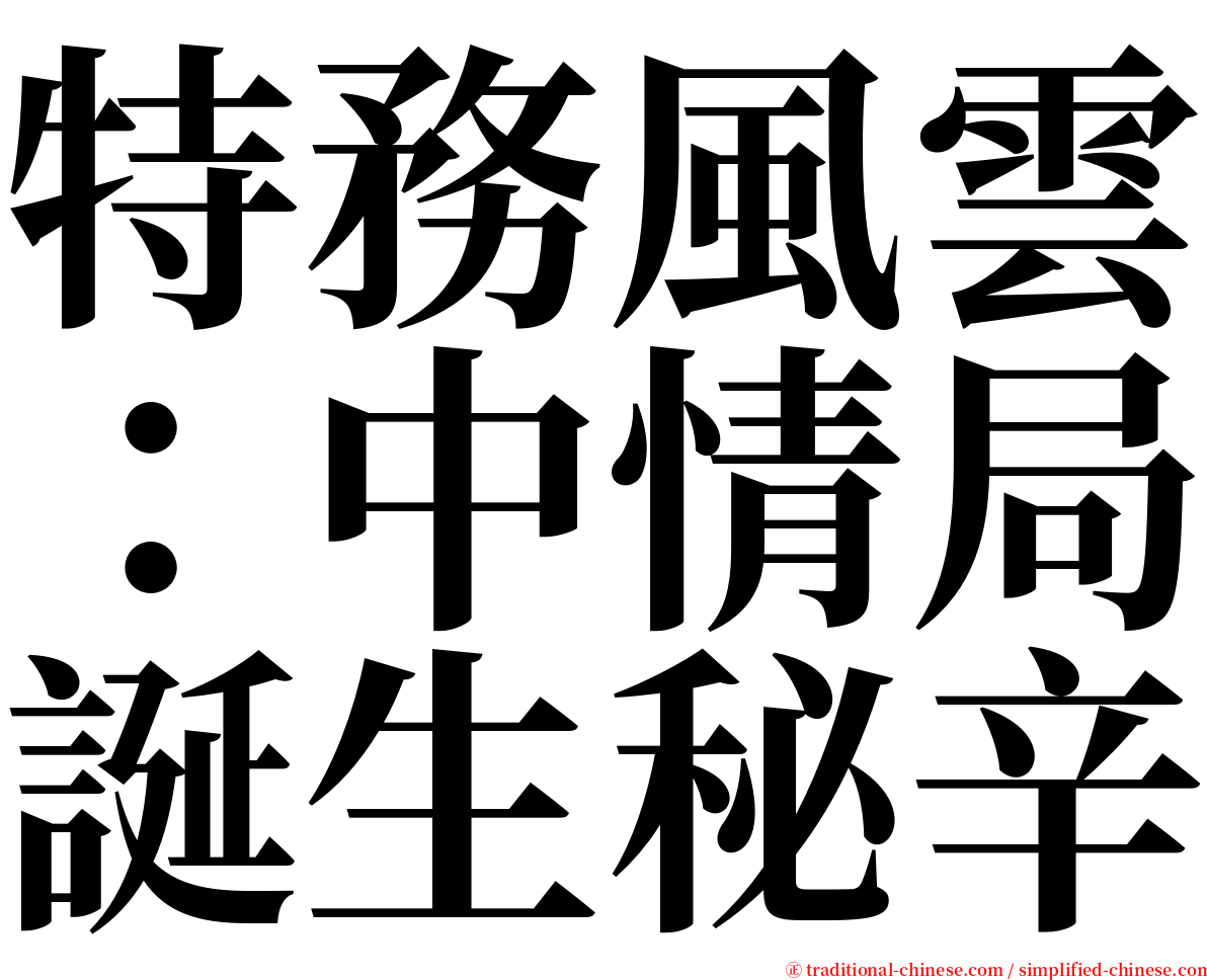 特務風雲：中情局誕生秘辛 serif font