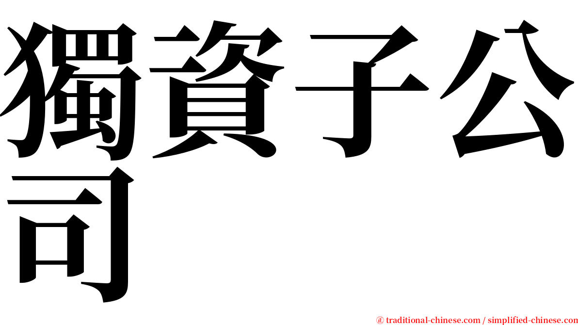 獨資子公司 serif font