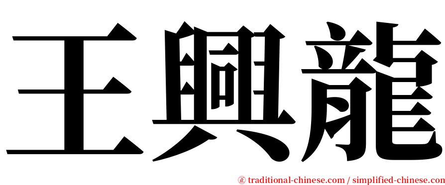 王興龍 serif font