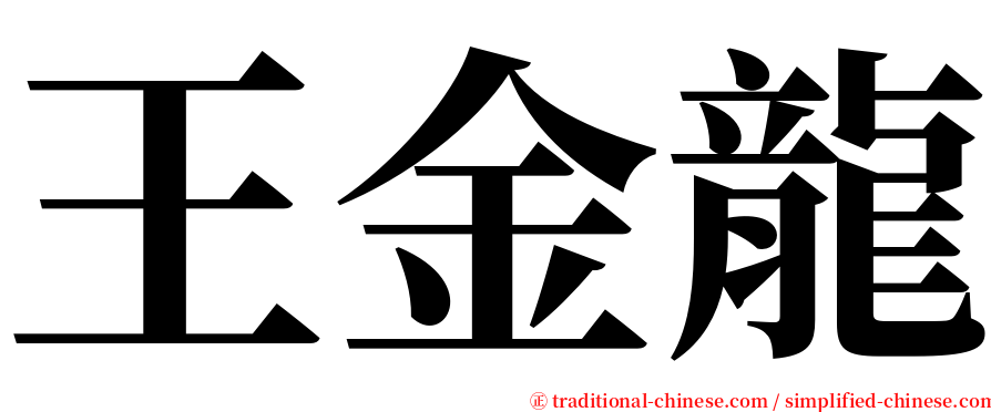 王金龍 serif font