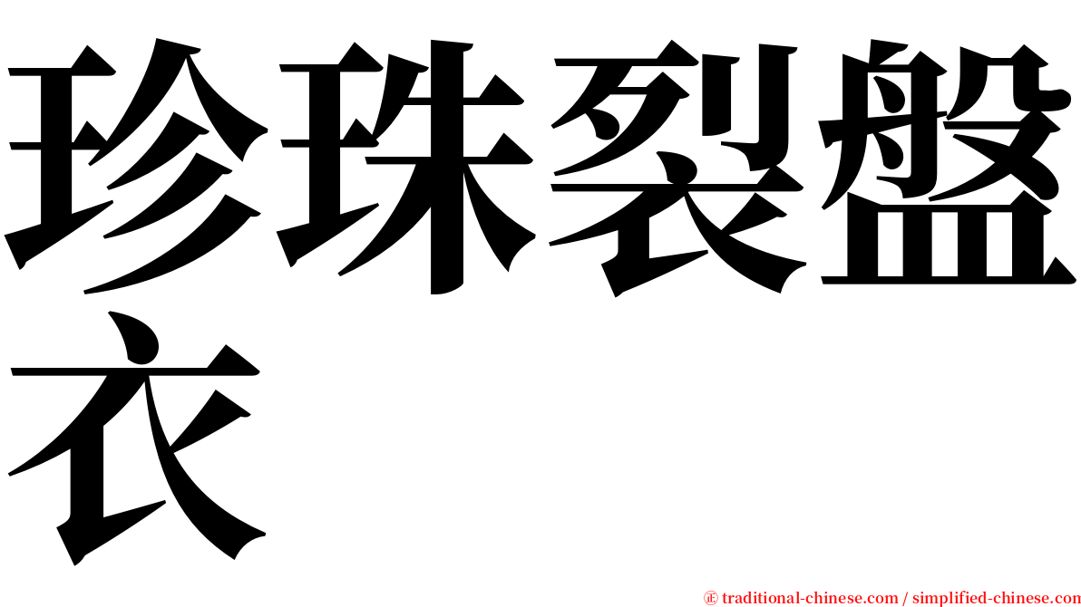 珍珠裂盤衣 serif font