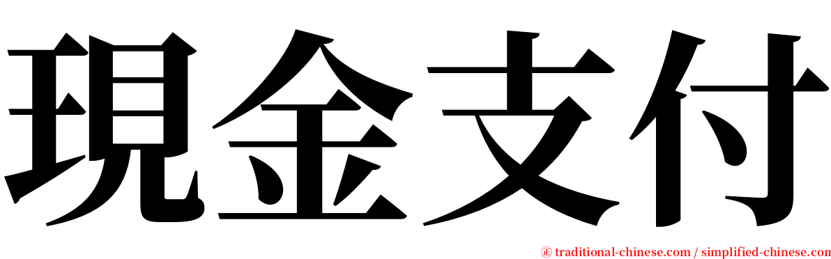 現金支付 serif font