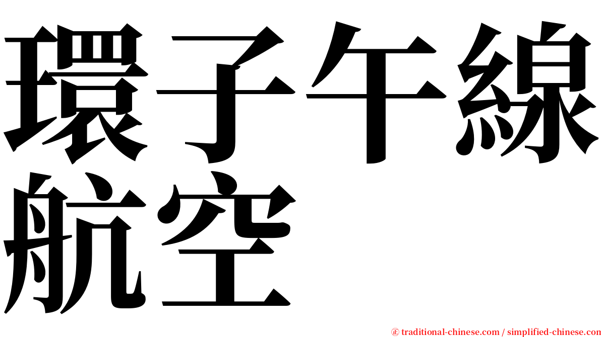 環子午線航空 serif font