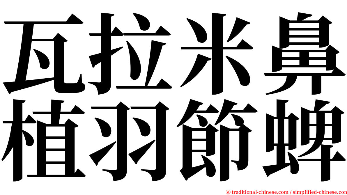 瓦拉米鼻植羽節蜱 serif font