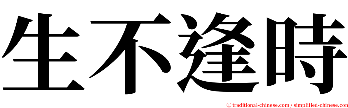 生不逢時 serif font