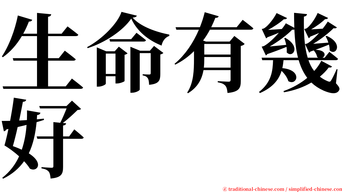 生命有幾好 serif font