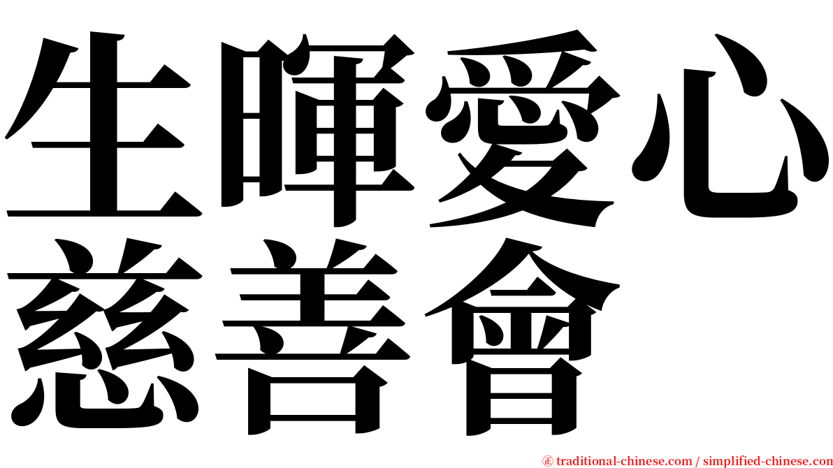 生暉愛心慈善會 serif font