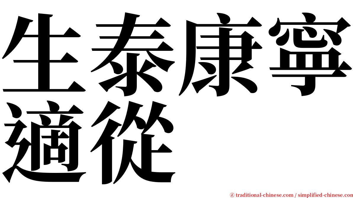 生泰康寧適從 serif font