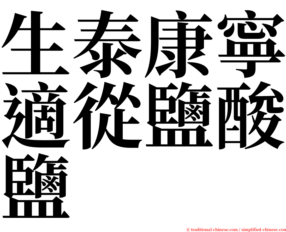 生泰康寧適從鹽酸鹽 serif font