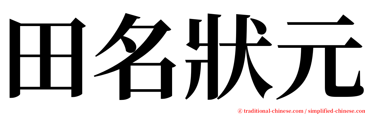 田名狀元 serif font