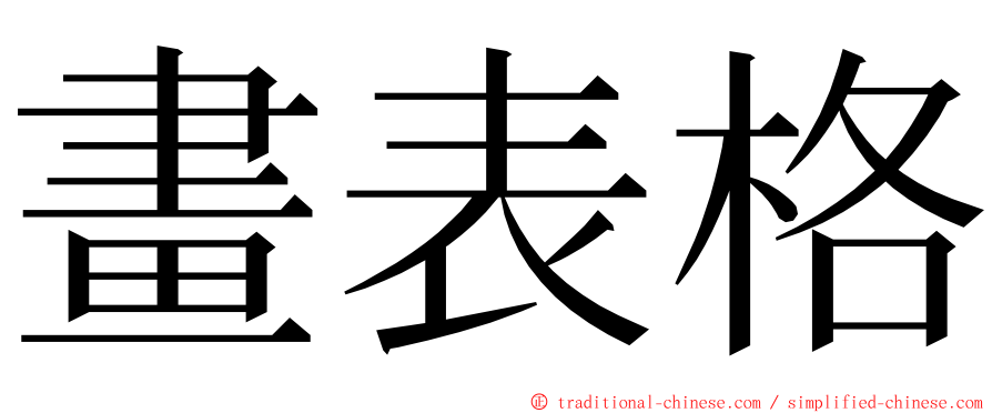 畫表格 ming font