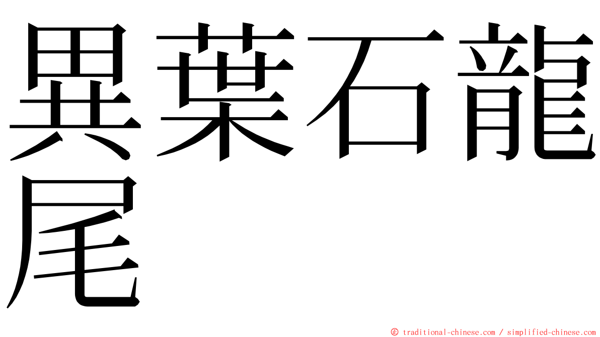 異葉石龍尾 ming font